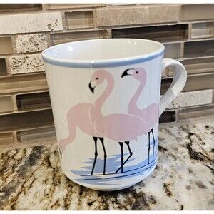 Pink FLAMINGOS VINTAGE 80s BAYSIDE Ranmaru STONEWARE MUG